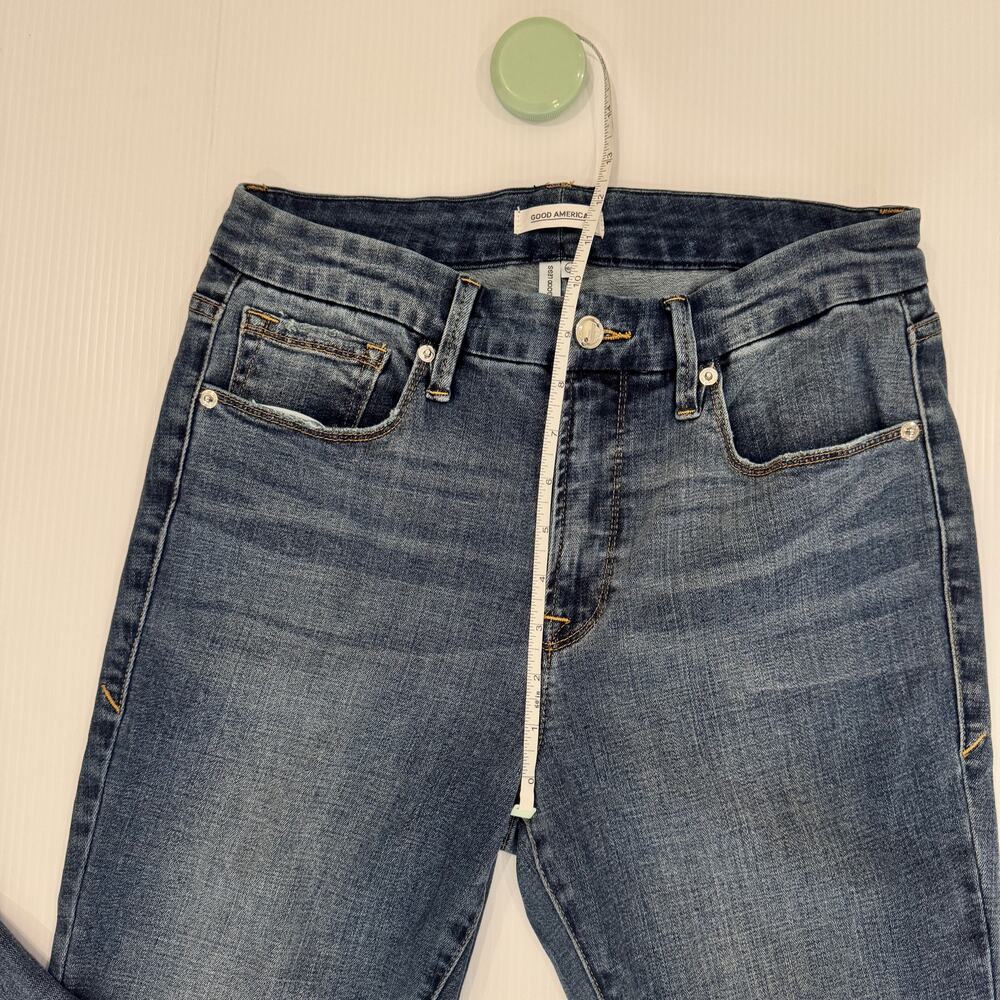 Good American Good Legs Jeans Womens 10/30 Blue High Rise Ankle Slit Skinny Crop - Picture 9 of 16